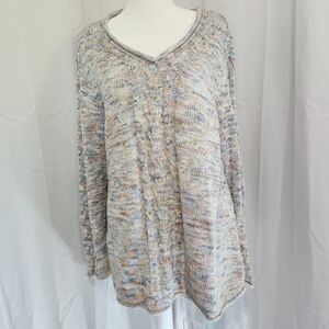 Westport Size Large Colorful V Neck Cable Knit